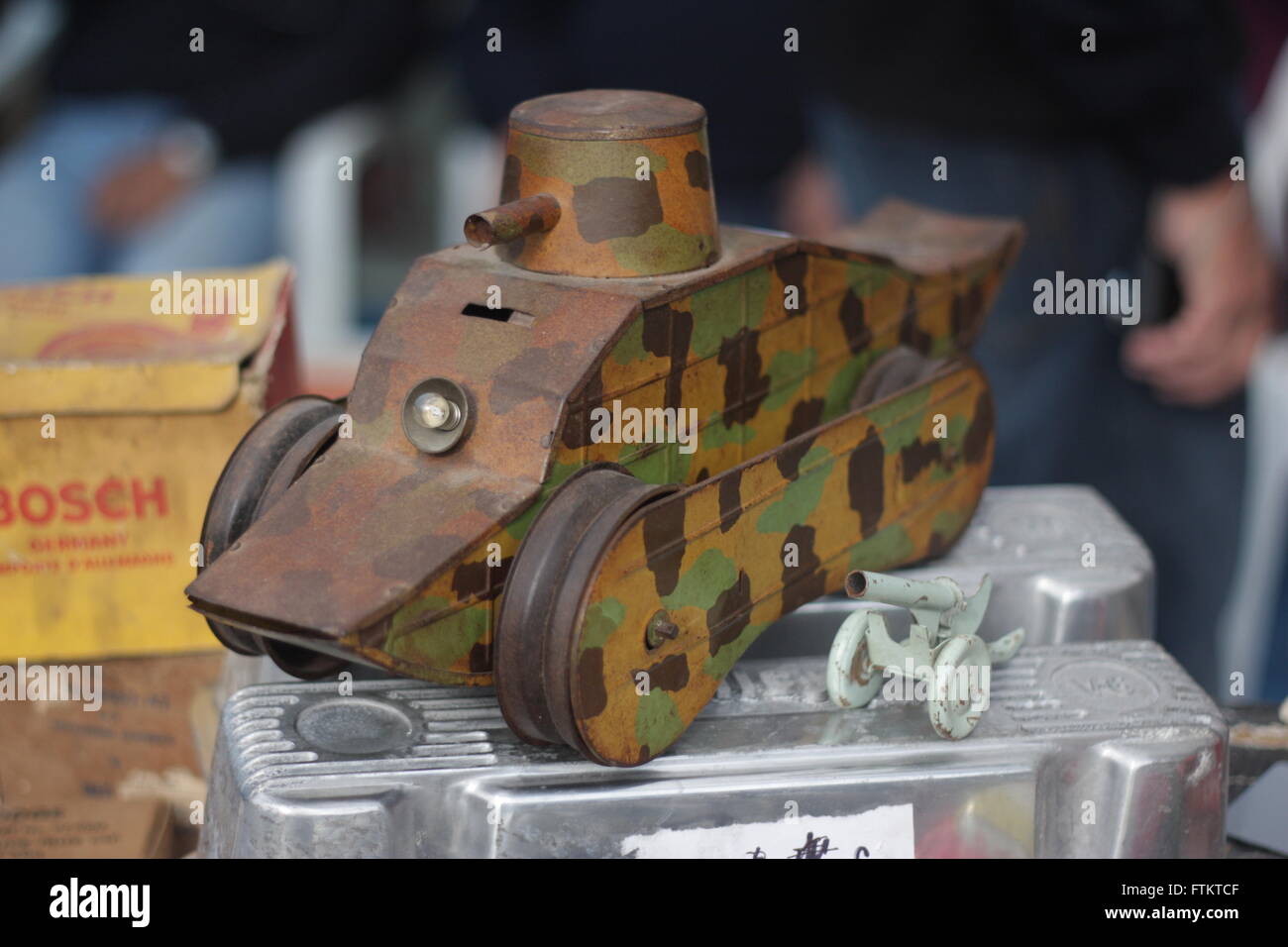 Vintage Weissblech Spielzeug Panzer Stockfoto