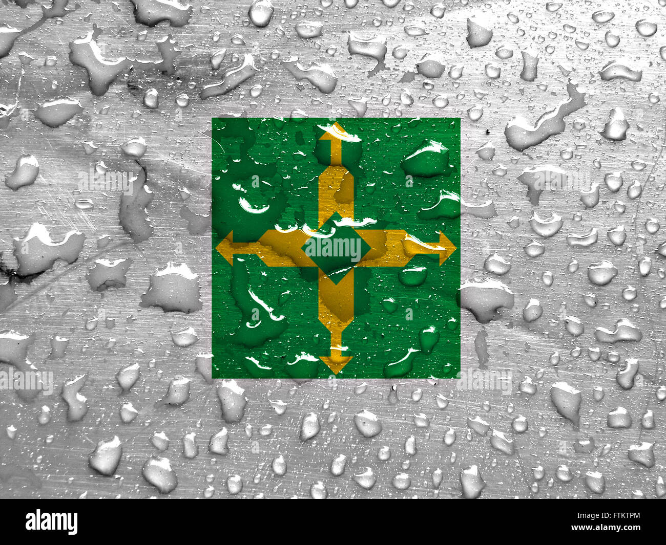 Föderationskreis Fahne mit Regen fällt Stockfoto