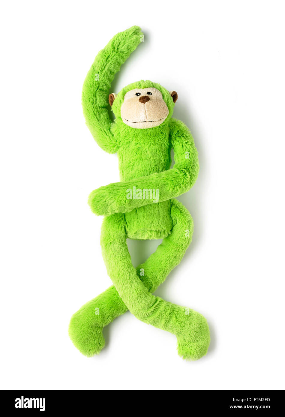 Overhead shot eines grünen Affen Spielzeug Stockfoto