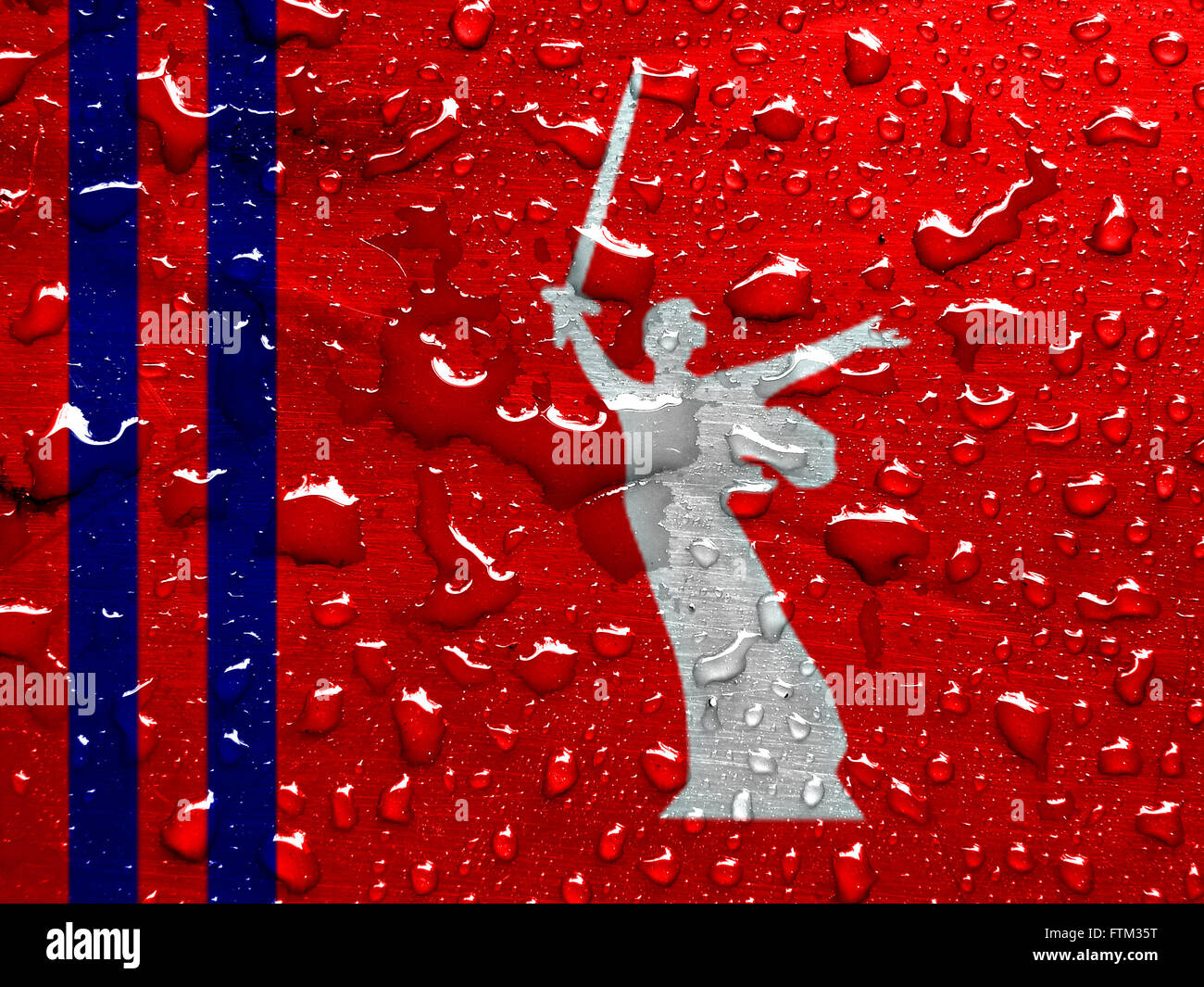 Flagge der Oblast Wolgograd mit Regen fällt Stockfoto