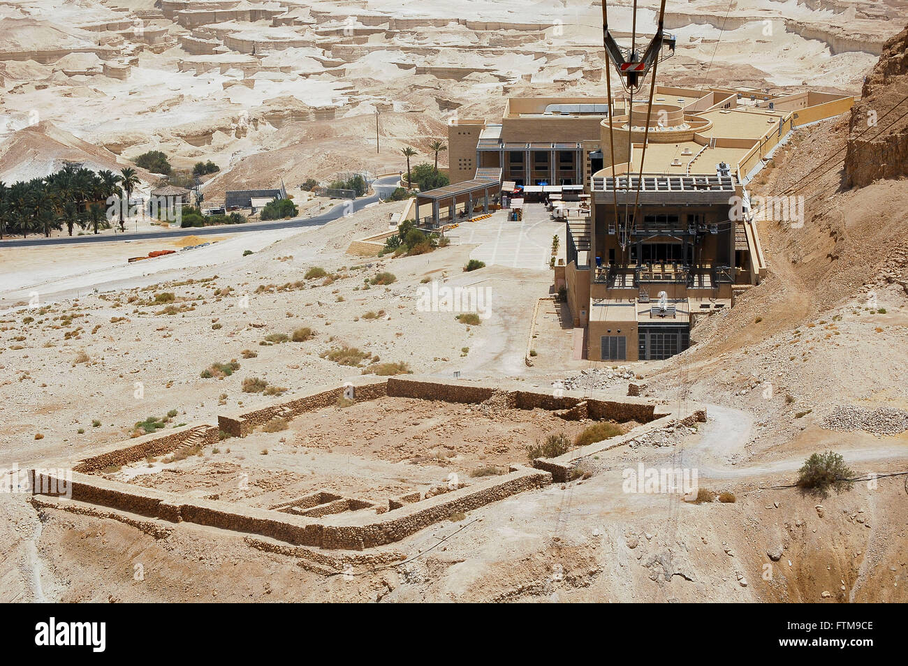 Überblick über die archäologische Stätte Masada - Judäische Wüste Stockfoto