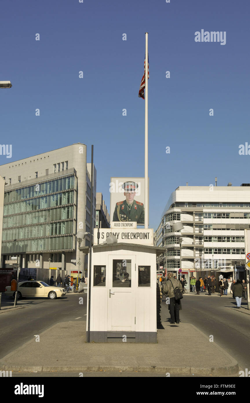 Checkpoint Charlie - den alten Grenzposten in der ehemaligen DDR Stockfoto