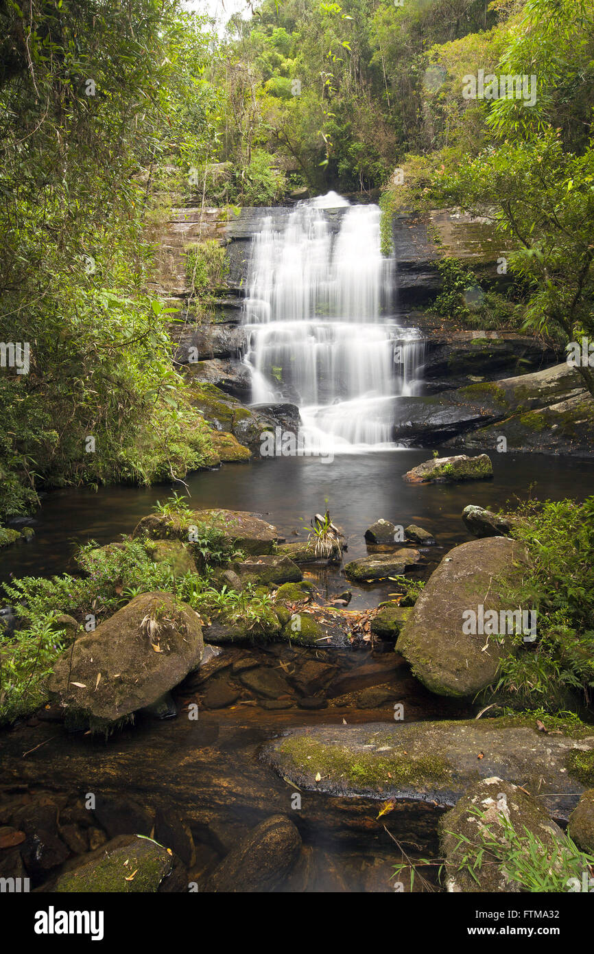 Ipiranguinha Wasserfall in Cunha Kern Serra Mar State Park Stockfoto