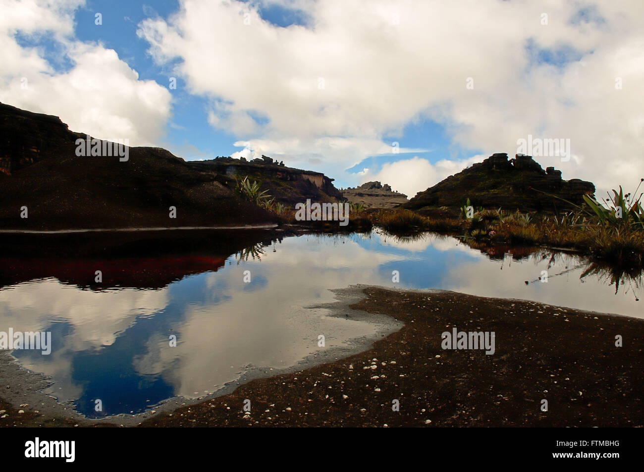 Seen, die durch Regen in Plato Mount Roraima - Brasilien - Venezuela - Grenze Guyana gebildet Stockfoto