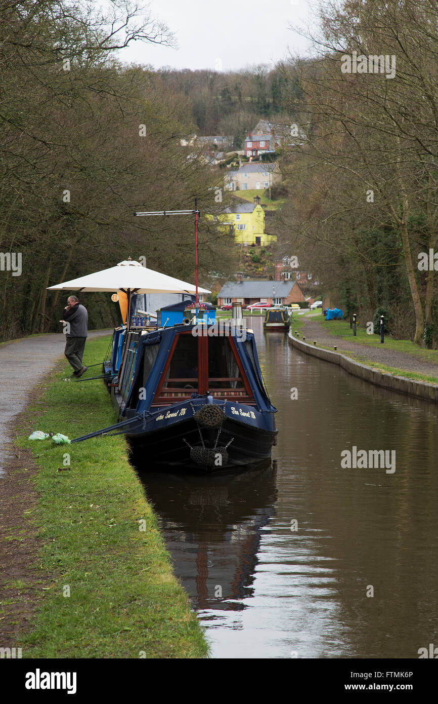 Llangollen Kanal in Nord-Wales im frühen Frühjahr Stockfoto