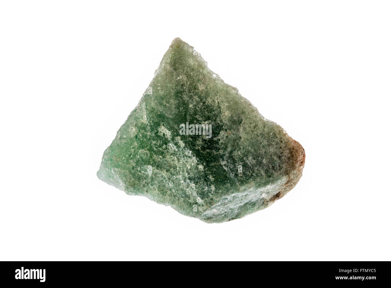 Aventurin, grüne Quarz Probe - geprägt durch seine Transluzenz und Vorhandensein von platy mineralische Einschlüsse Stockfoto