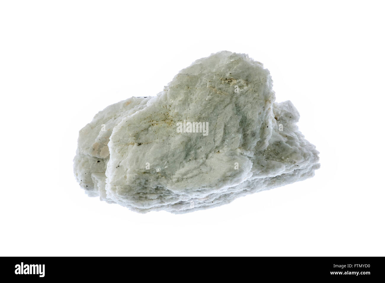Albit, Plagioklas-Feldspat mineralischen Muster auf weißem Hintergrund Stockfoto