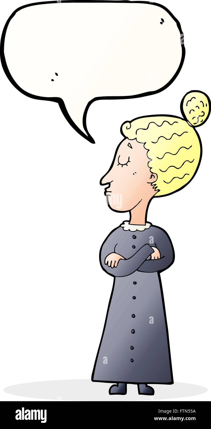 Cartoon strengen viktorianischen Lehrer mit Sprechblase Stock Vektor