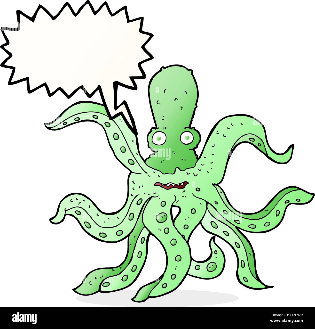 Cartoon Riesenkraken mit Sprechblase Stock Vektor