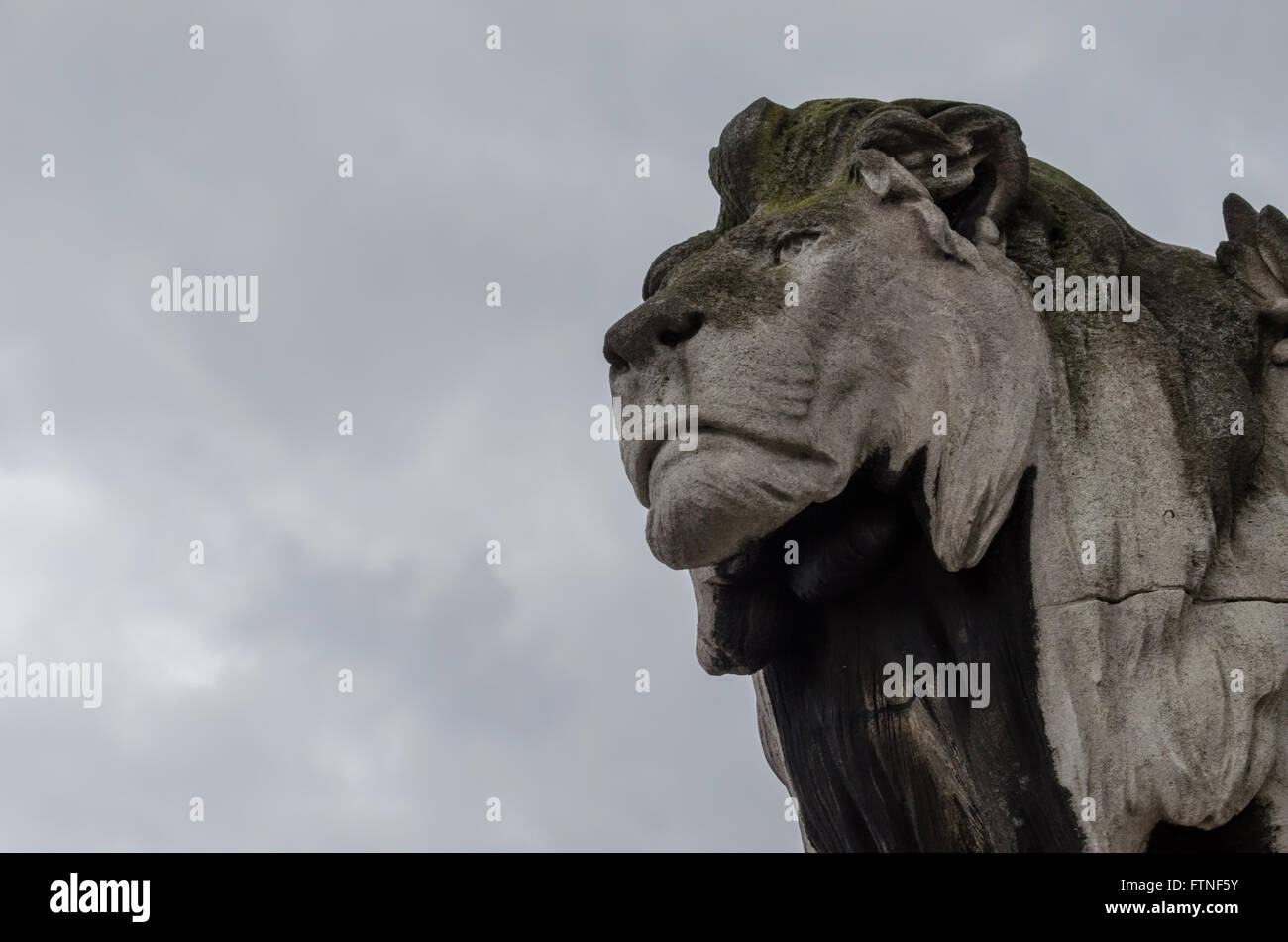 Statue von einem Löwenkopf Stockfoto
