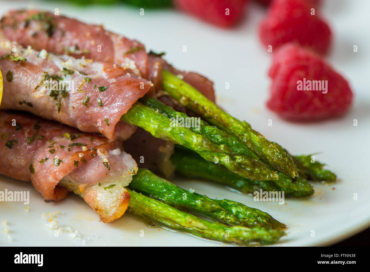 Frühstück Speck Spargel Stockfoto