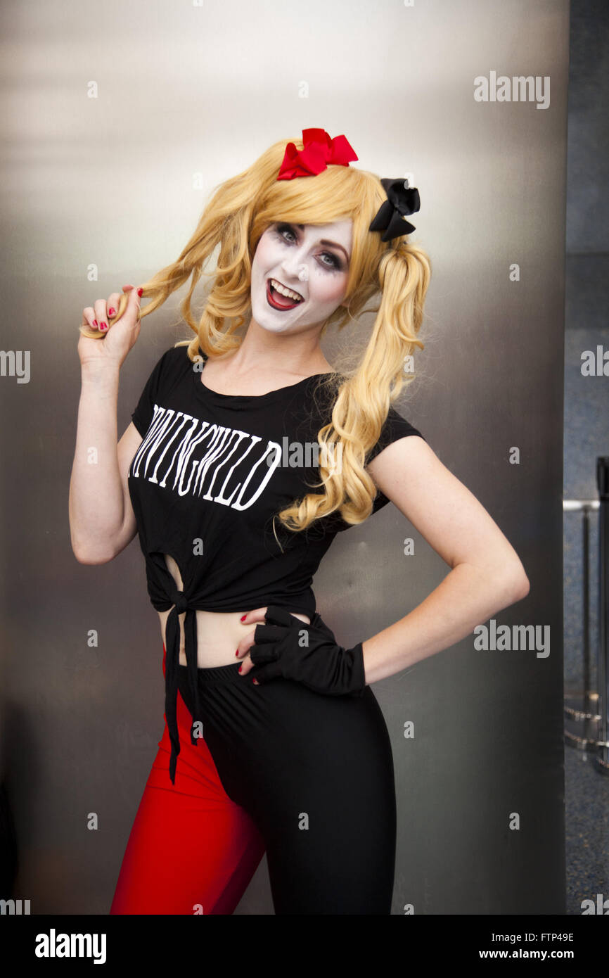 -"Harley Quinn" - Cosplayer auf der Wondercon, Los Angeles Convention Center, die Innenstadt von Los Angeles, Kalifornien, USA Wondercon conv Stockfoto