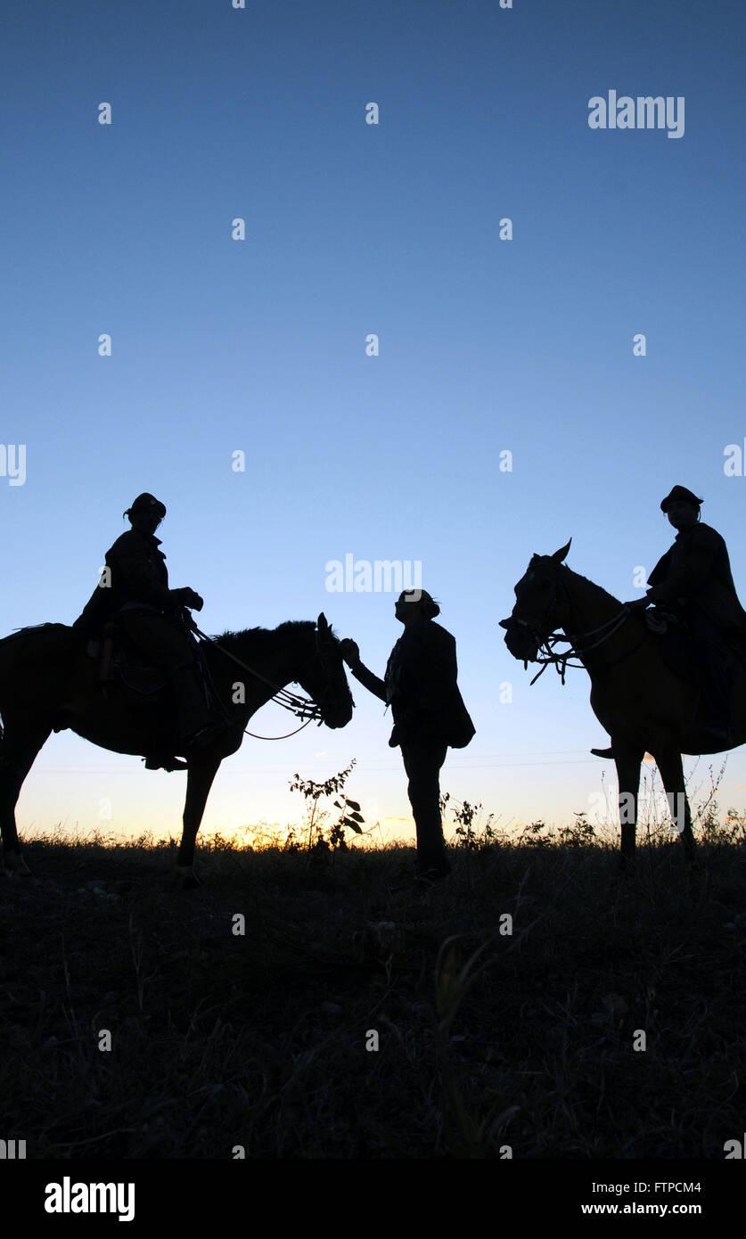 Cowboys auf dem Gelände der Masse des Cowboy - Party veranstaltet, in das Hinterland von Pernambuco Stockfoto