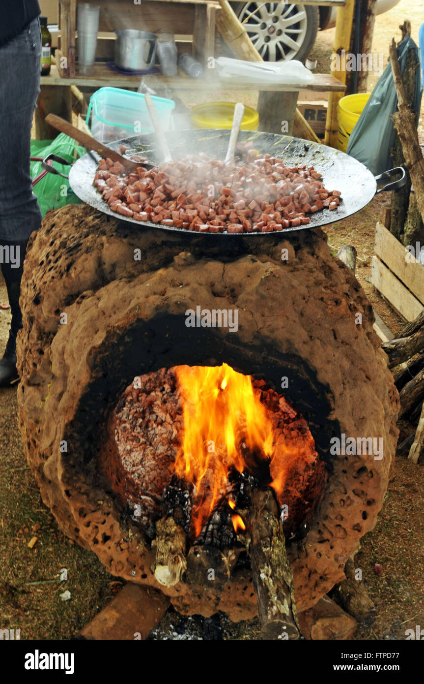 Rind Braten Herd in Termite Nester in traditionelles Fest des Knoblauchs brennen Stockfoto