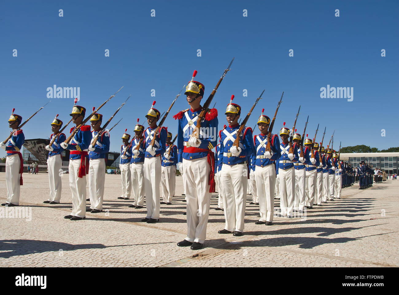 Die Presidential Guard Battalion Herzog von Caxias im Praça Dos Tres Powers Stockfoto
