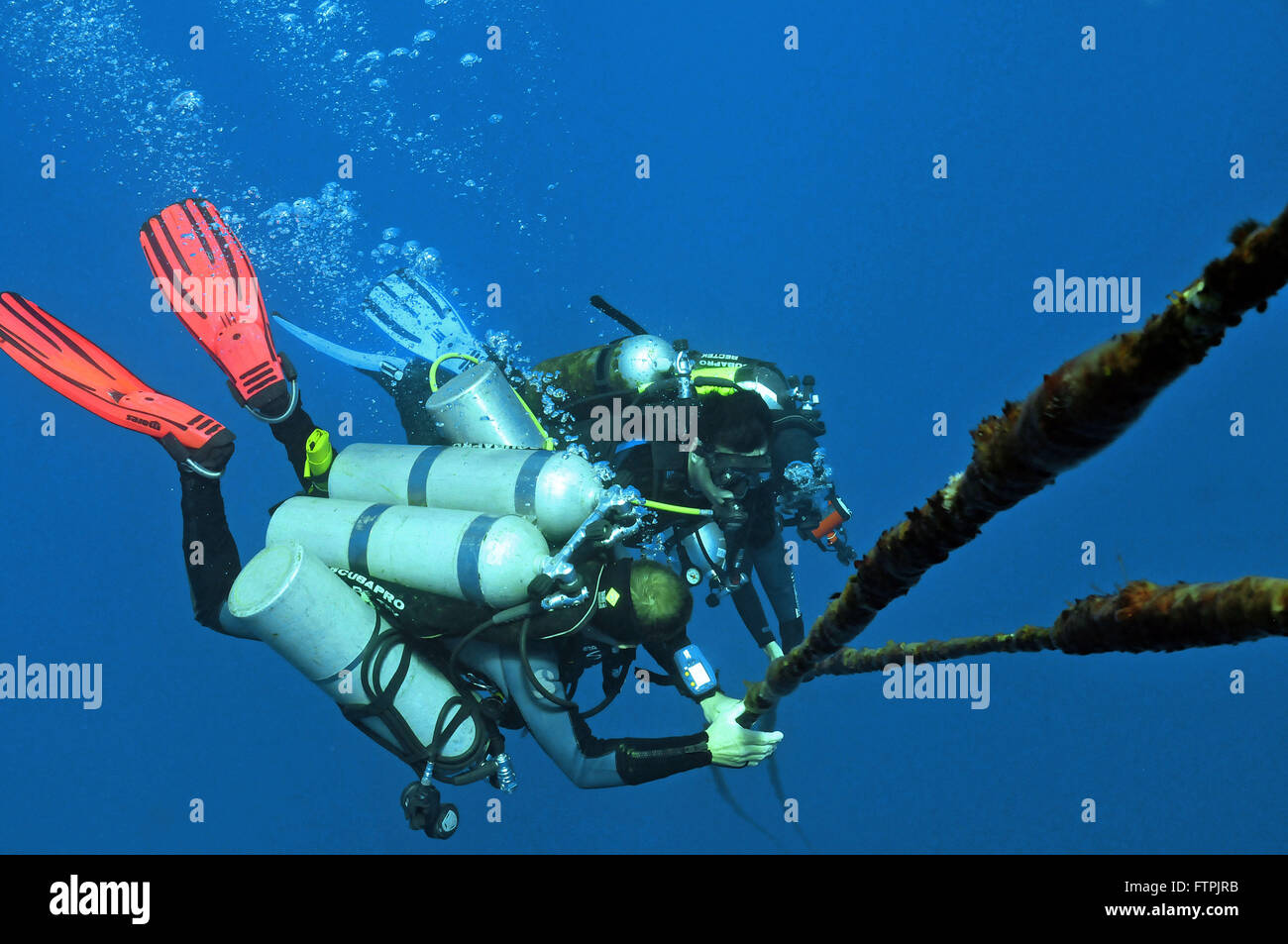 Unterwasser-Bilder an der brasilianischen Küste - stop Taucher die Dekompression Stockfoto