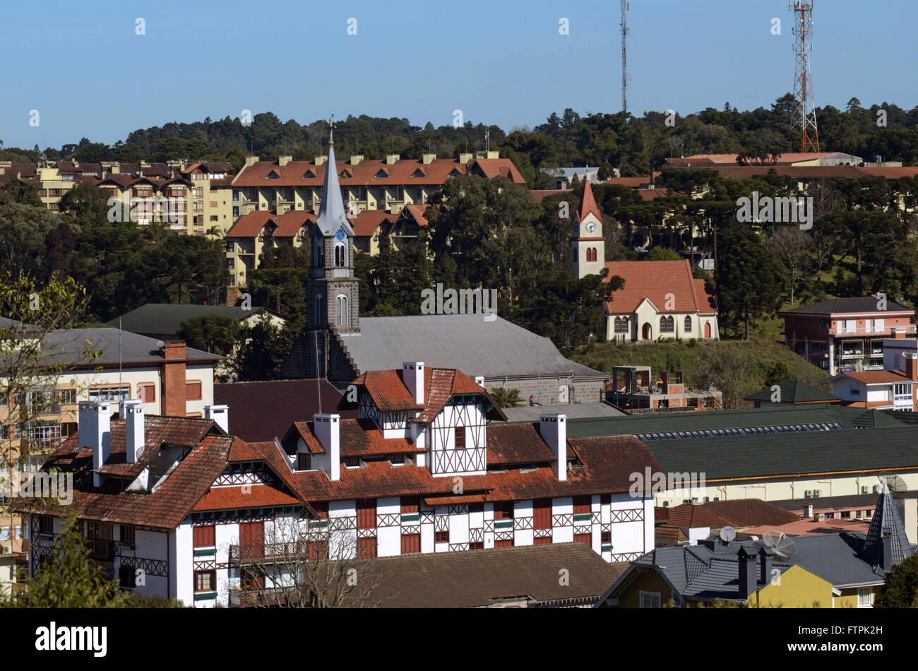 Top Aussicht auf die Stadt Gramado - Stadt der Kolonisation Deutsch und Italienisch Stockfoto