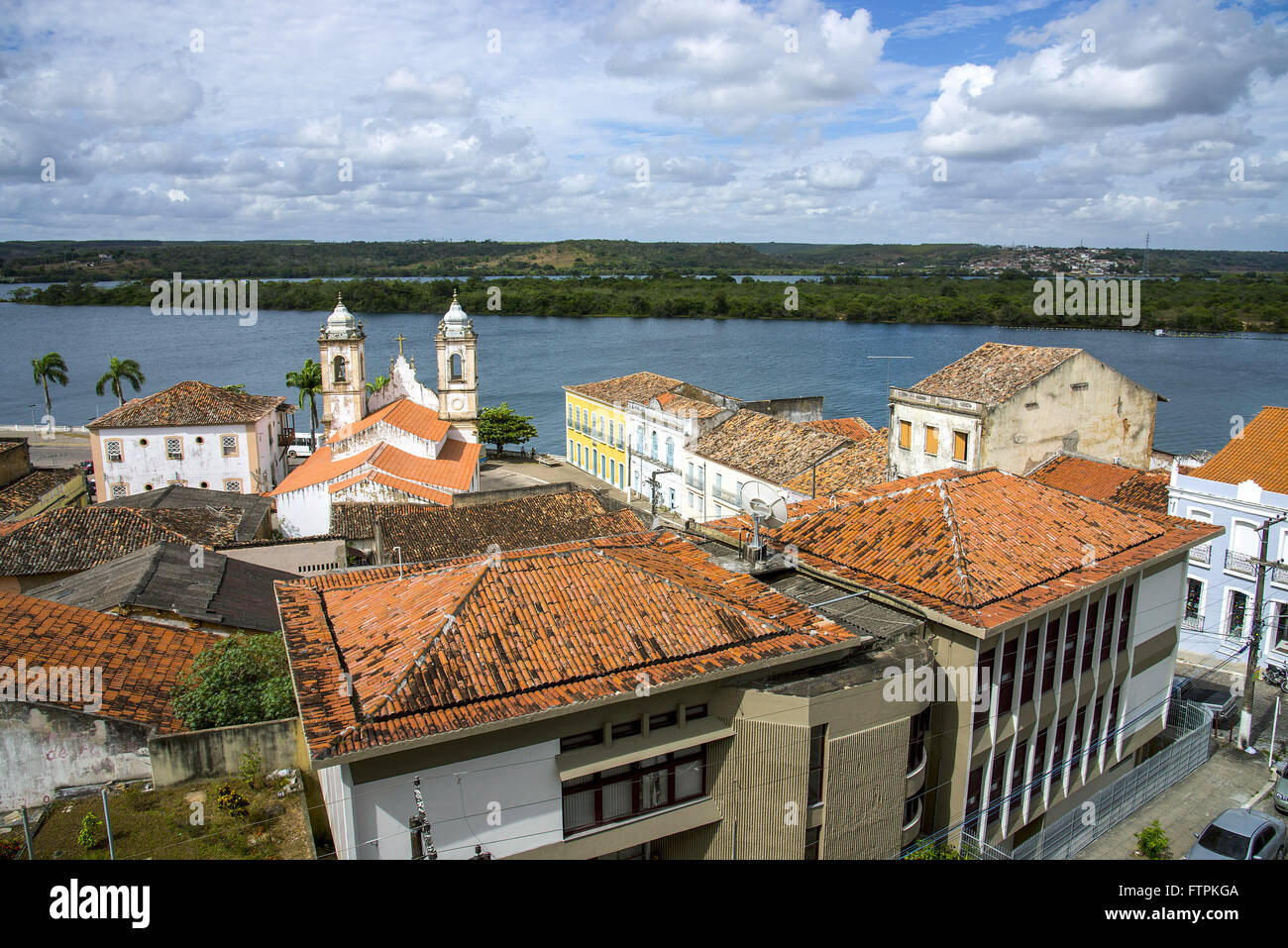 Vista de Cima da Cidade e Torres da Igreja de Nossa Senhora da Corrente Stockfoto