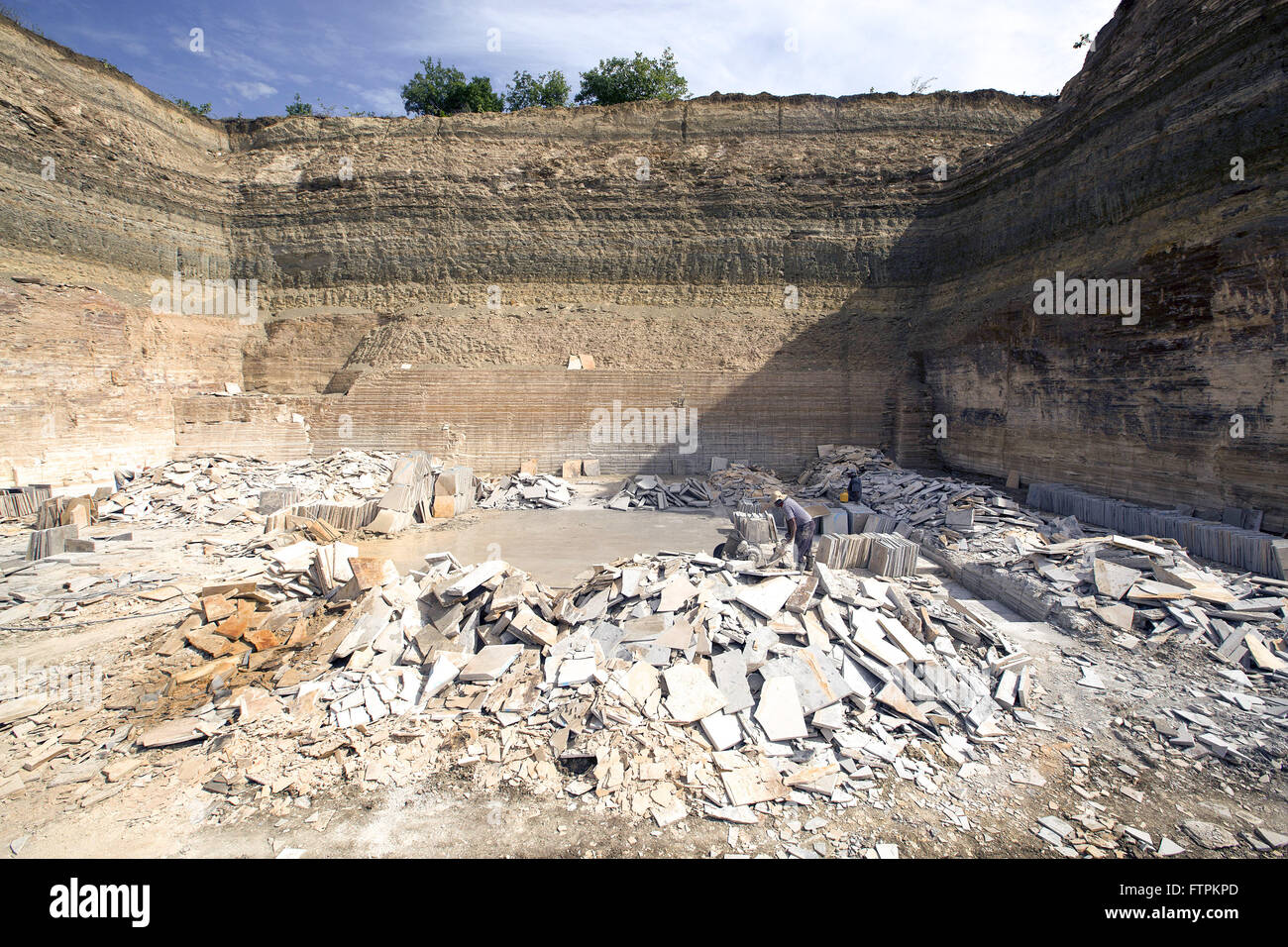Kalkstein-Extraktion-Bereich in géosite Pedra Cariri - Geopark Araripe Stockfoto