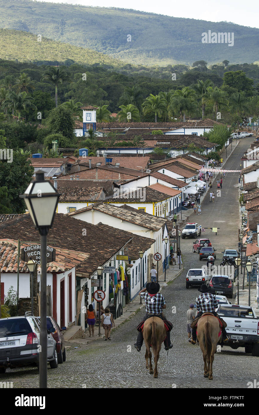 Homens ein Cavalo Na Rua do Rosario - Chegando Para eine Cavalgada de Envio da Folia de Reis Stockfoto