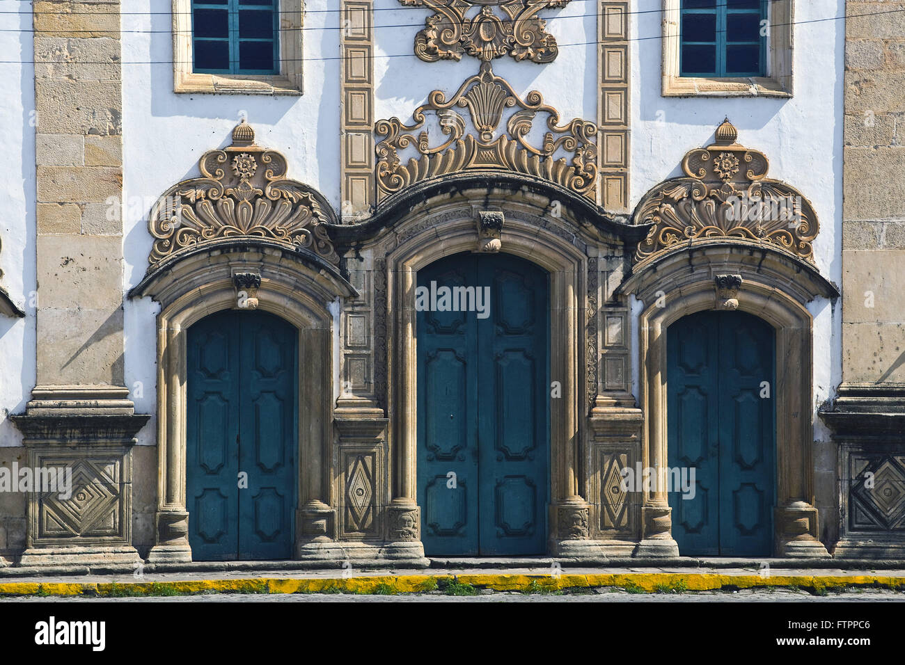 Detail der Fassade der Kirche San Gonzalo Garcia von Männern Pardos Stockfoto
