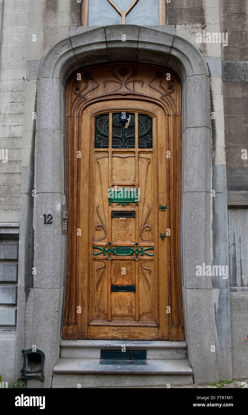 Art Nouveau Brussels: Tür Dekoration Stockfoto
