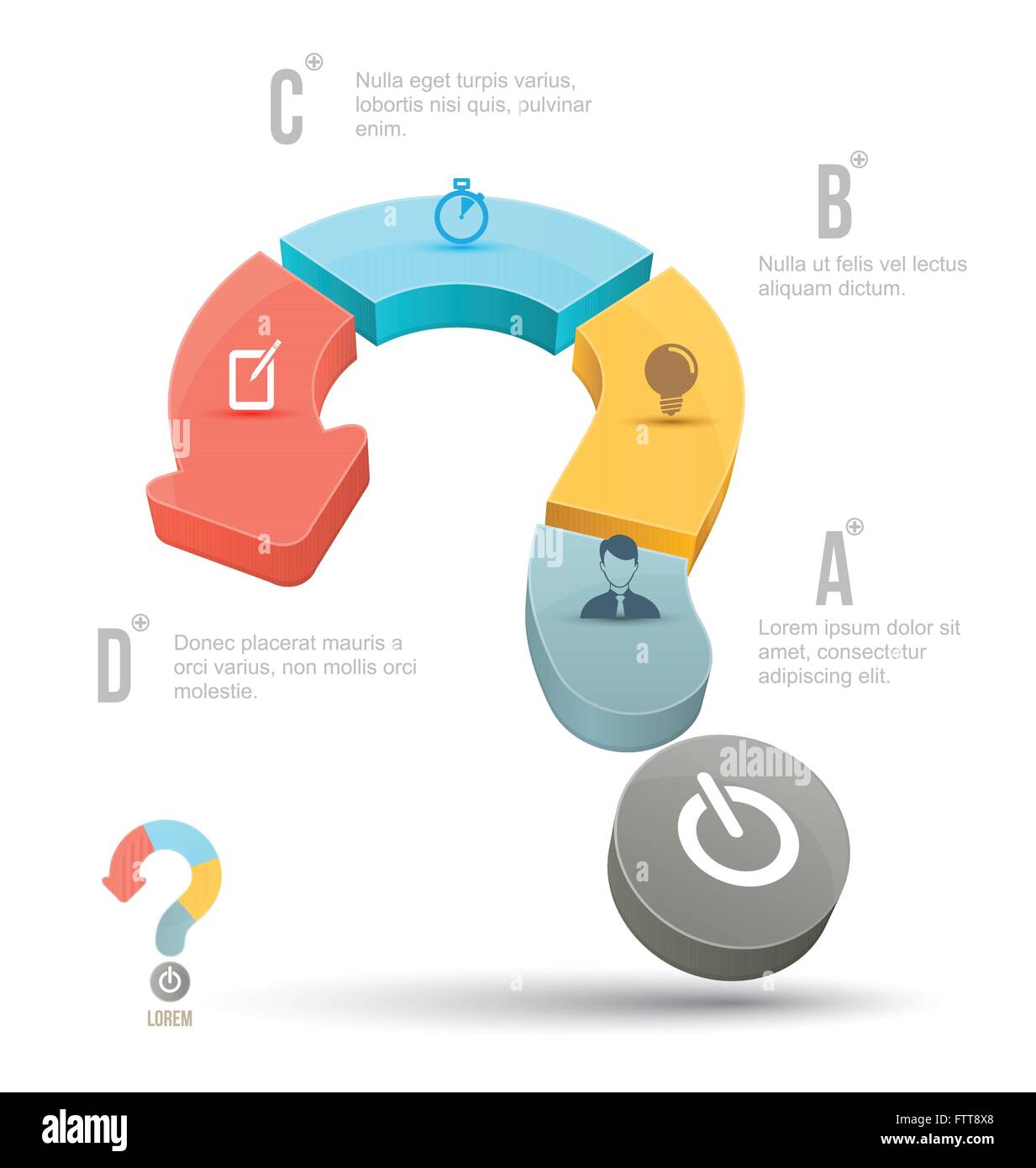 Vektor-Fragezeichen-Business-Konzepte mit Symbolen. kann für Infografik, Schleife Geschäft Bericht oder Plan, modernes Template educ Stock Vektor