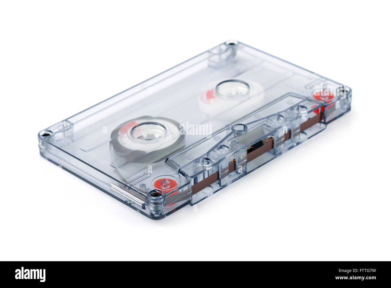 Audio-Kassette, isoliert auf weiss Stockfoto