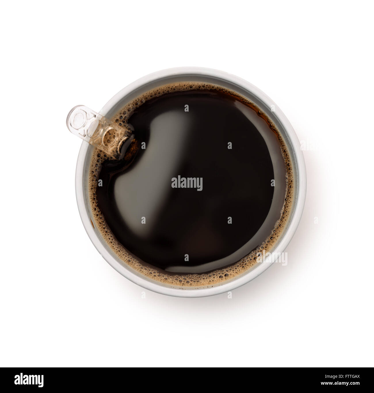 Draufsicht der Kunststoff isoliert auf weiss Kaffeetasse Stockfoto