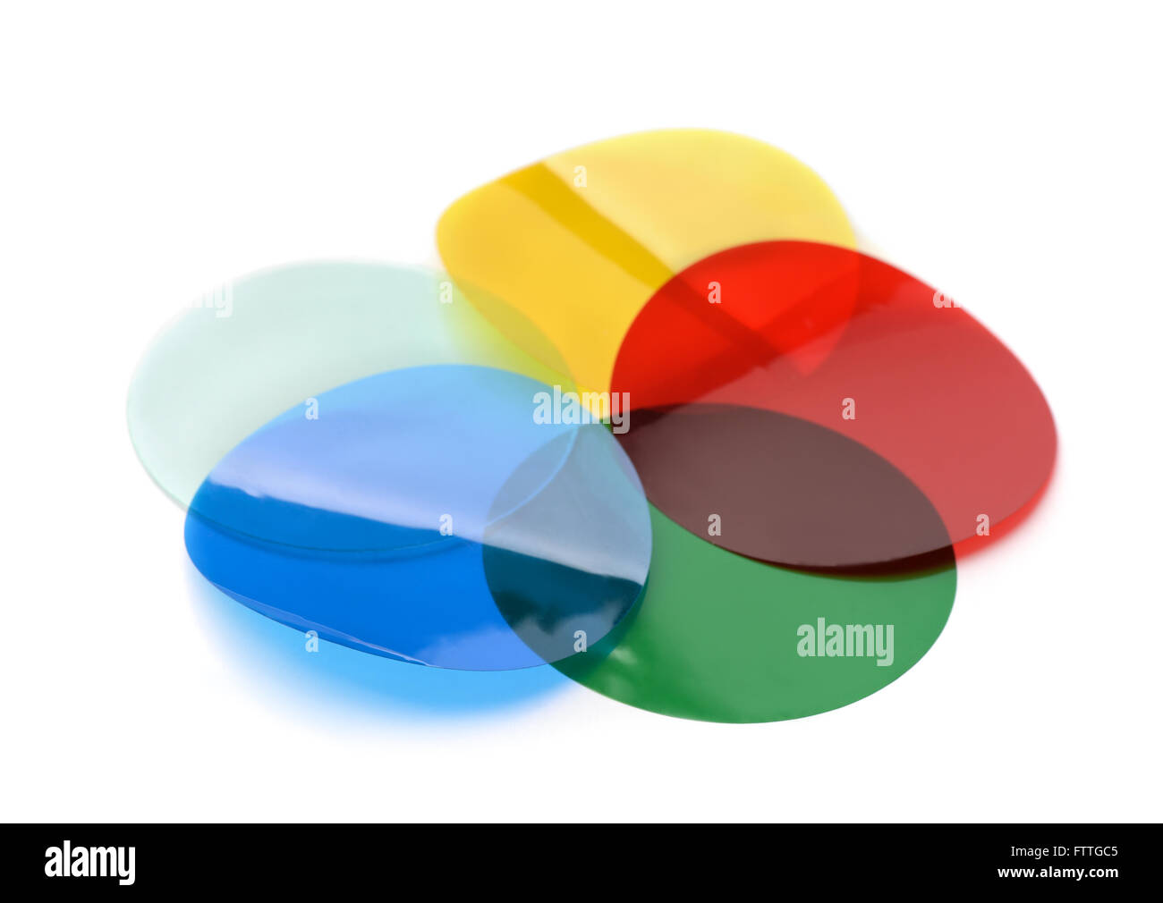 Beleuchtung-Farbfilter-Gele isoliert auf weiss Stockfoto