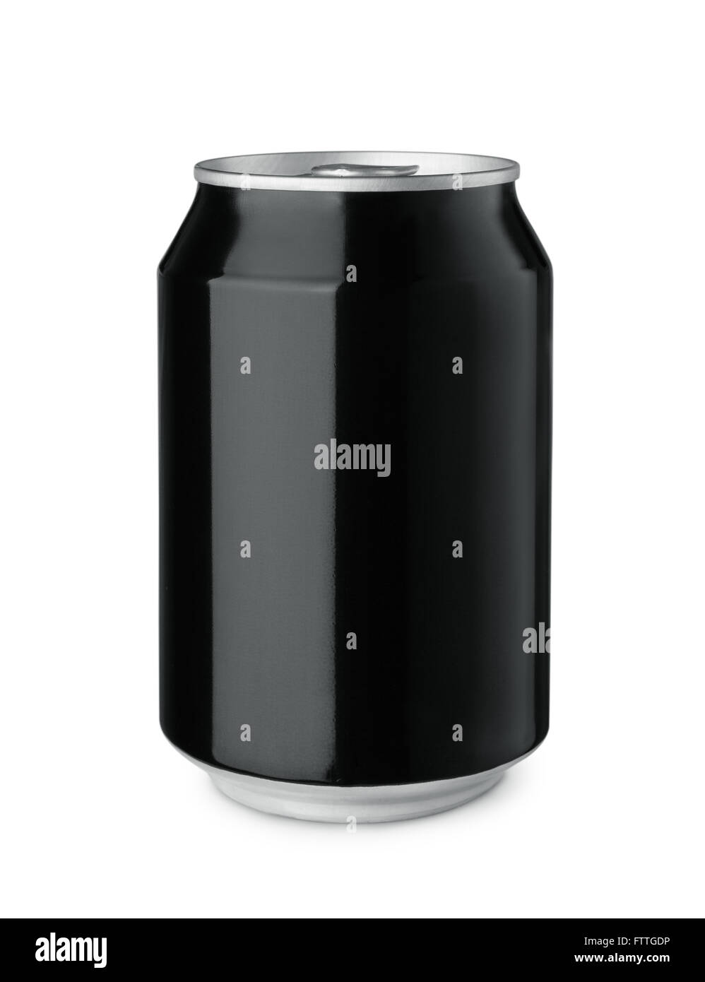 Schwarze leere Getränk kann isoliert auf weiss Stockfoto