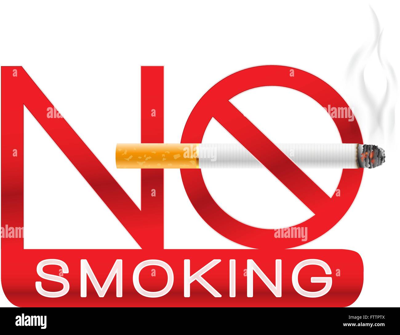 kein Rauchen Zeichen mit Zigarette und Rauch. Vektor-illustration Stock Vektor