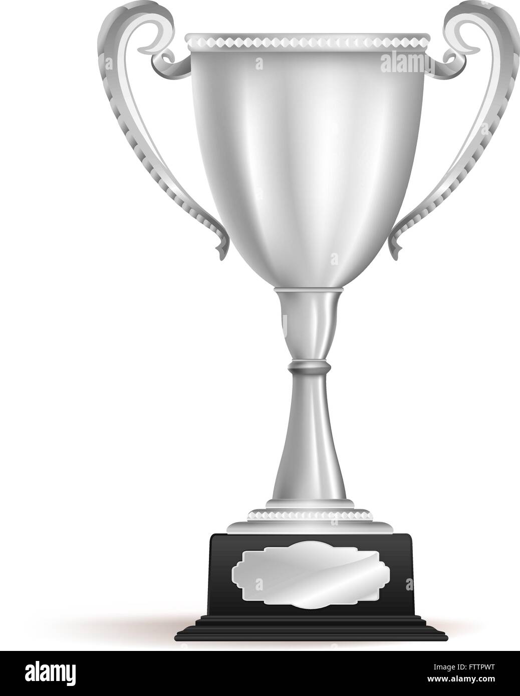 Silbertrophäe Cup Award auf weiß. Vektor Stock Vektor