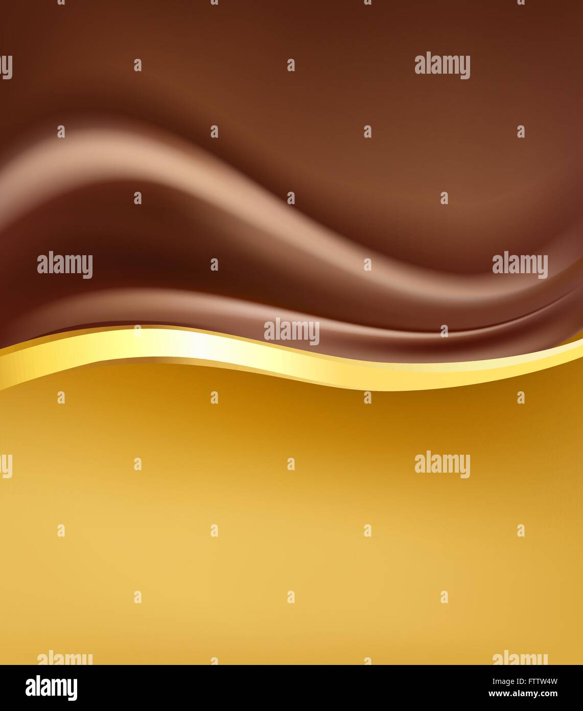 Schokolade cremig abstrakte Backgorund mit gold Rand.  Falten heiße Schokolade Sahne und goldenen Design-Elemente. Vektor Stock Vektor