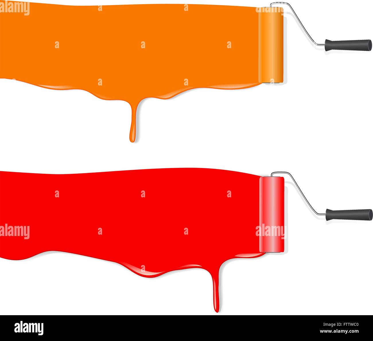 Bürstenrolle weißen Hintergrund orange und rote Banner übermalen. Vektor-illustration Stock Vektor