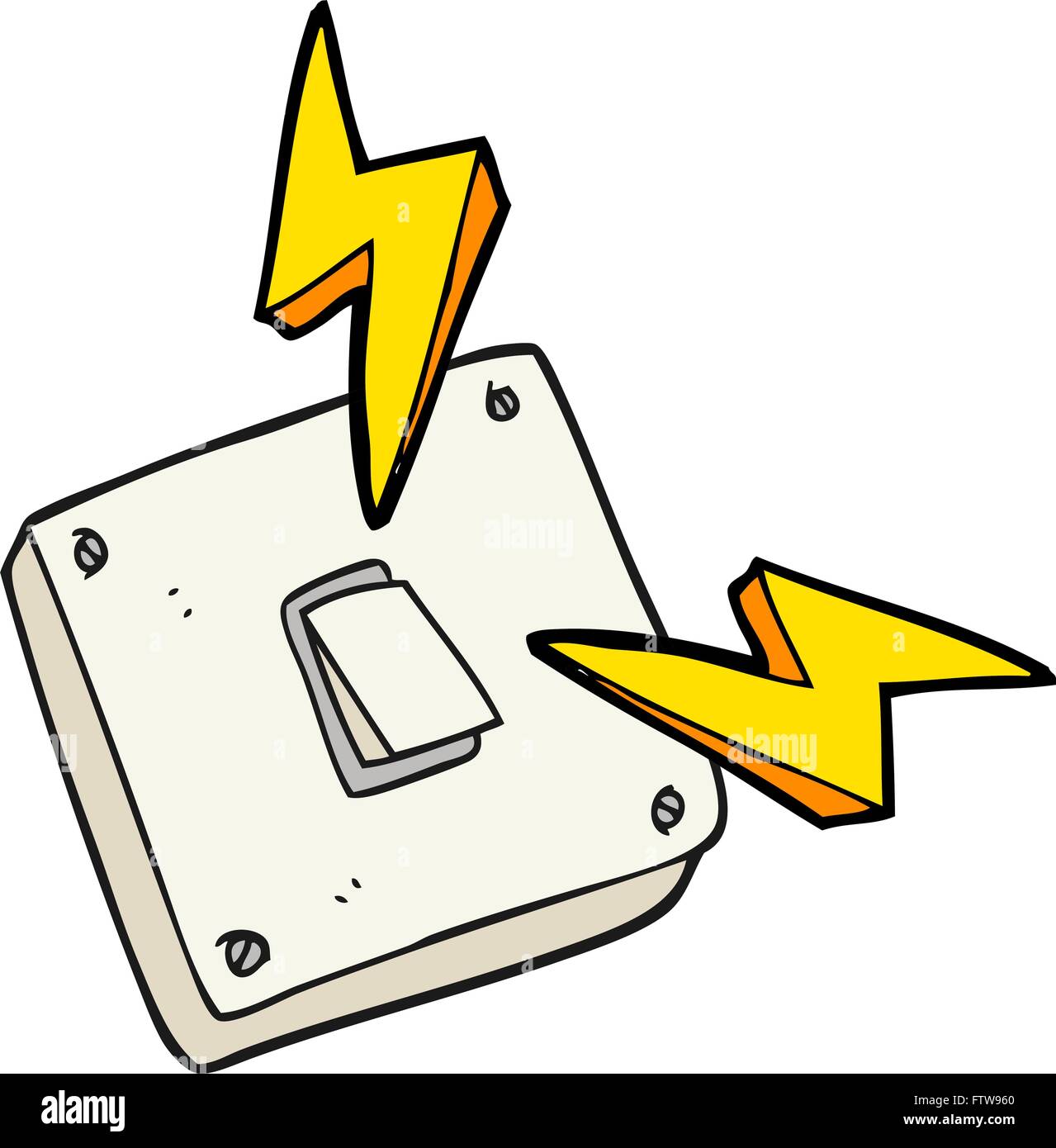 Freihändig gezeichnete Cartoon Funkenbildung elektrisches Lichtschalter Stock Vektor