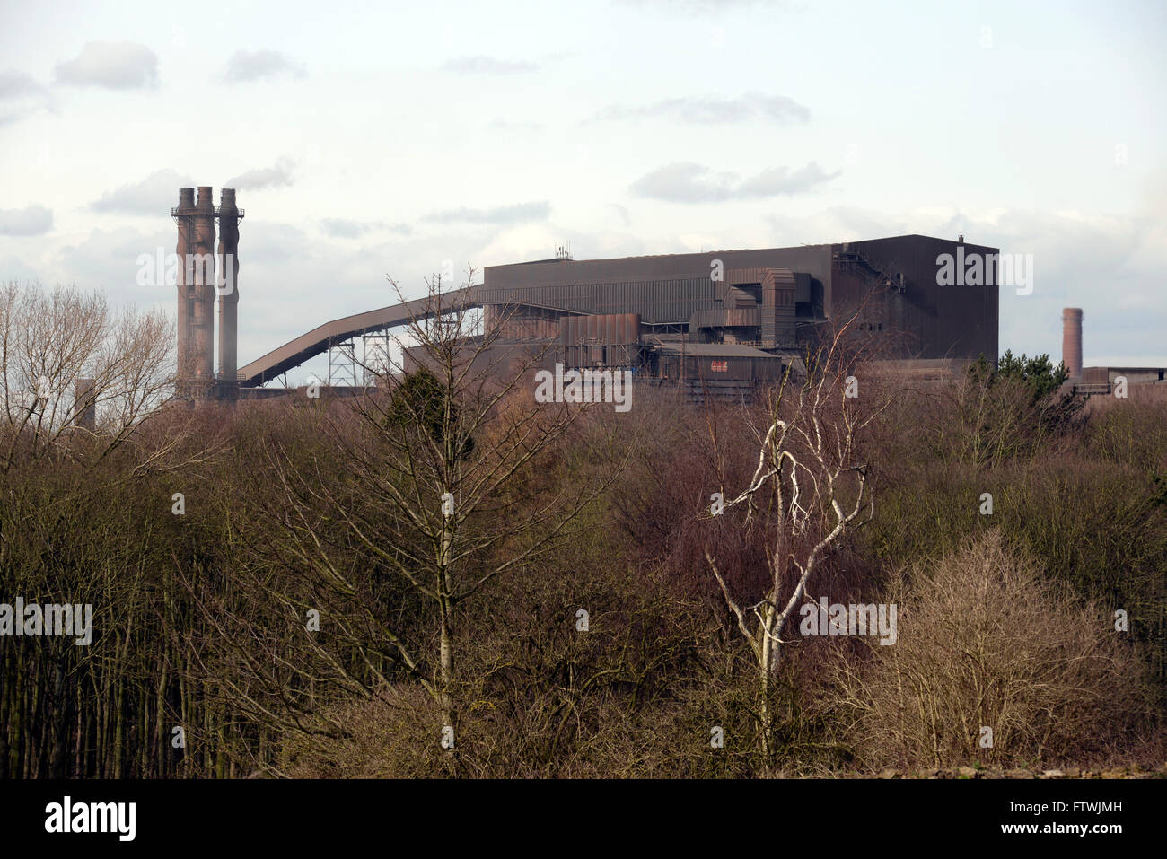 Teil von Tata Steel Scunthorpe integrierte Stahlwerke macht Bloom, Knüppel und Platte; mittleren Abschnitte, Schiene, Walzdraht und Platte. Stockfoto