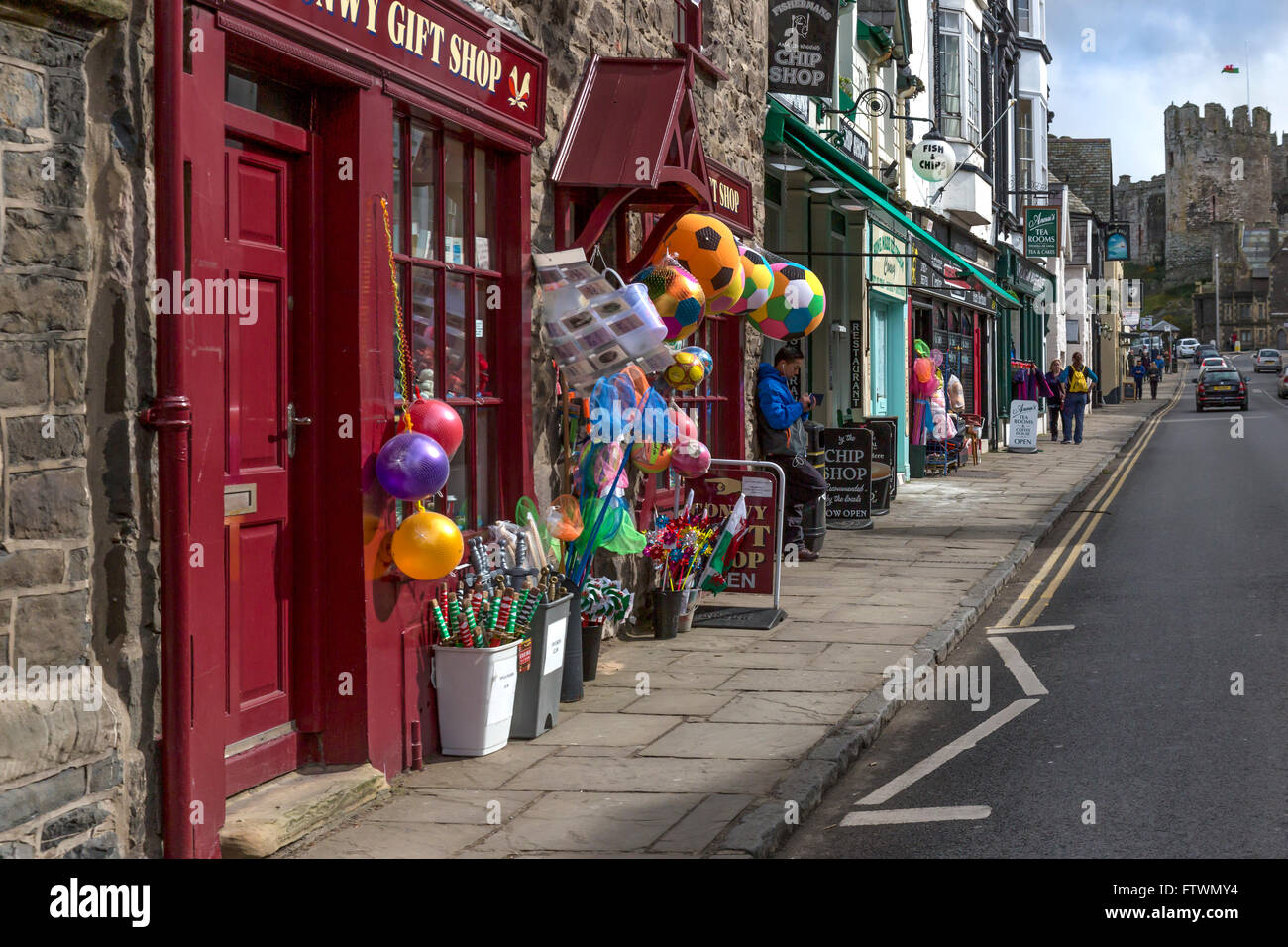 Conwy Castle Street, North Wales, UK Stockfoto