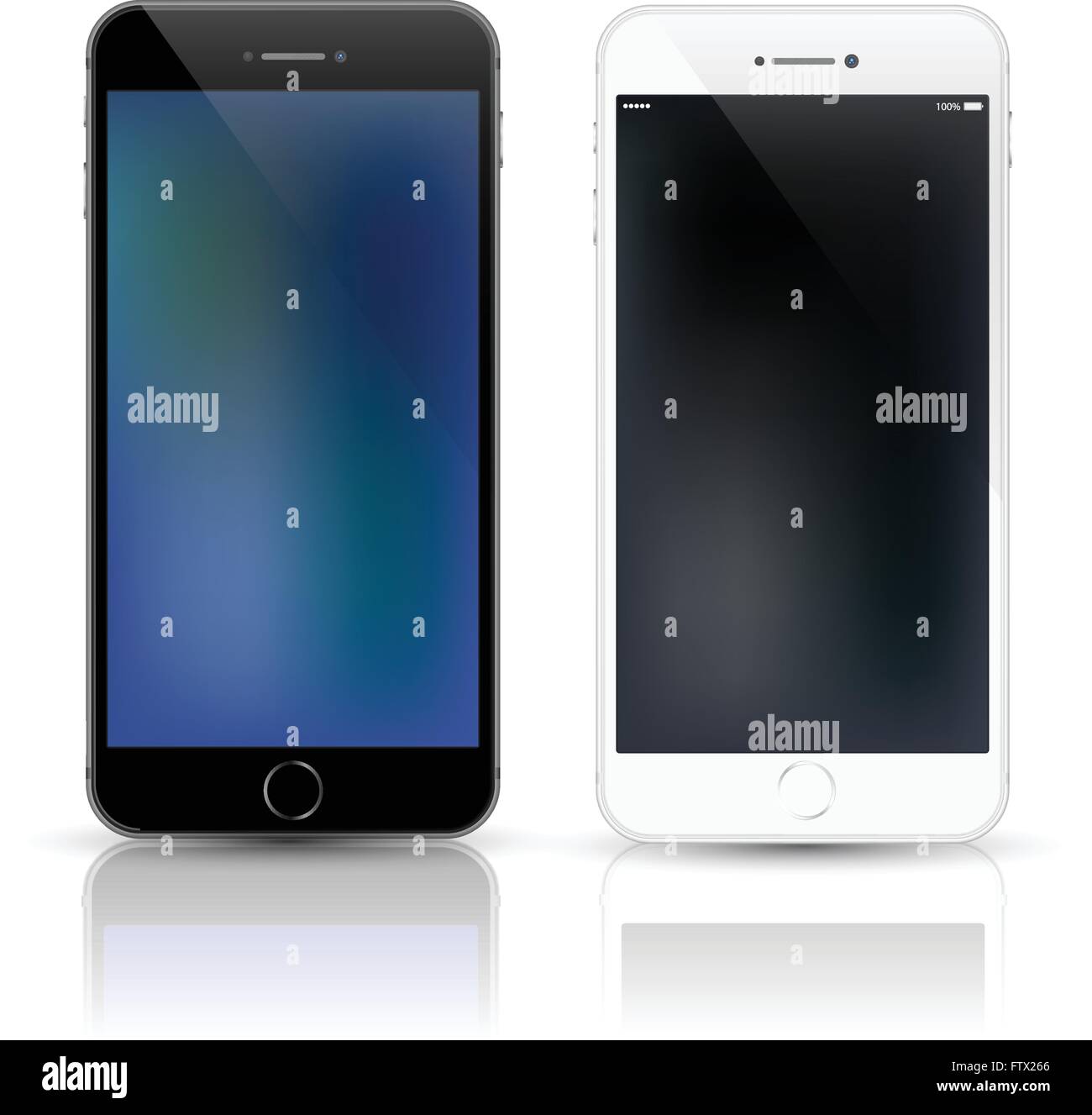 Neue realistische Handy Smartphone Sammlung Iphon Stil Mockups mit unbelegten Schirm isoliert auf weißem Hintergrund. Vektor-illu Stock Vektor