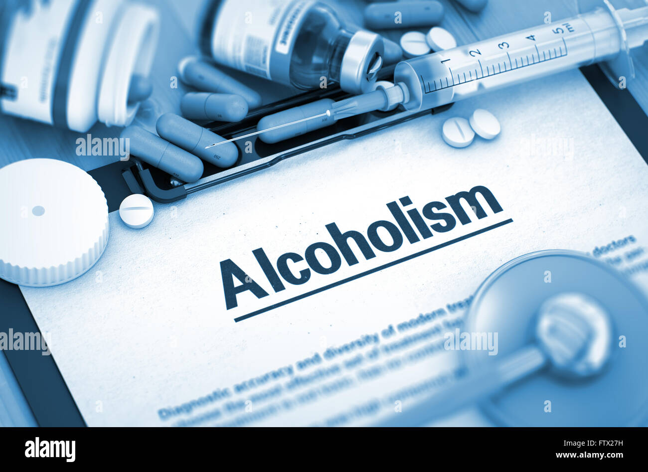 Alkoholismus-Diagnose. Medizinisches Konzept. Stockfoto