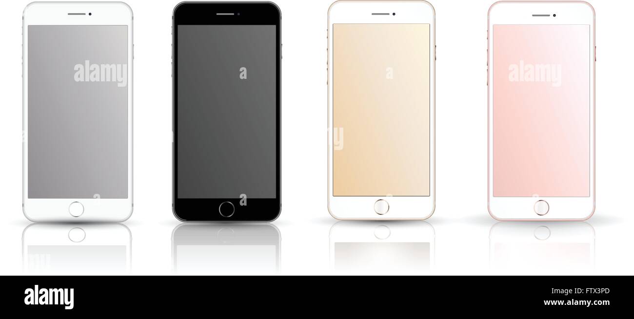 Neue realistische Handy Smartphone Sammlung Iphon Stil Mockups mit unbelegten Schirm isoliert auf weißem Hintergrund. Vektor-illu Stock Vektor