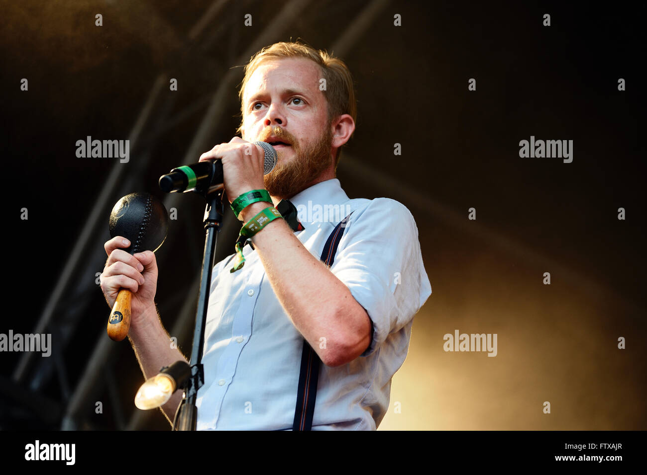 BARCELONA - 13 JUN: FM Belfast (Electro-pop-Band) Auftritt beim Sonar Festival am 13. Juni 2014 in Barcelona, Spanien. Stockfoto