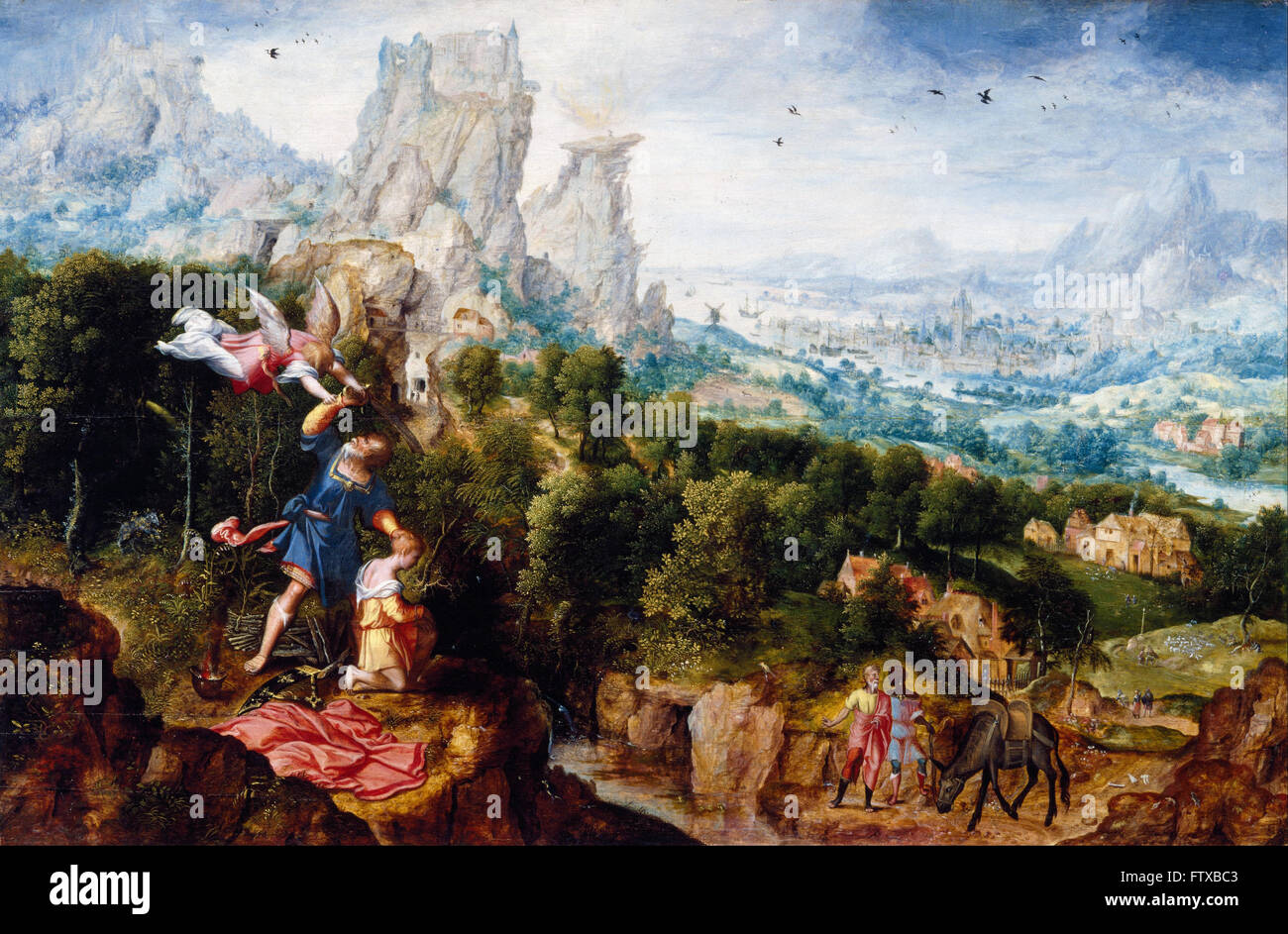 Herri met de Bles - Landschaft mit dem anbieten von Isaac - Cincinnati Art Museum Stockfoto