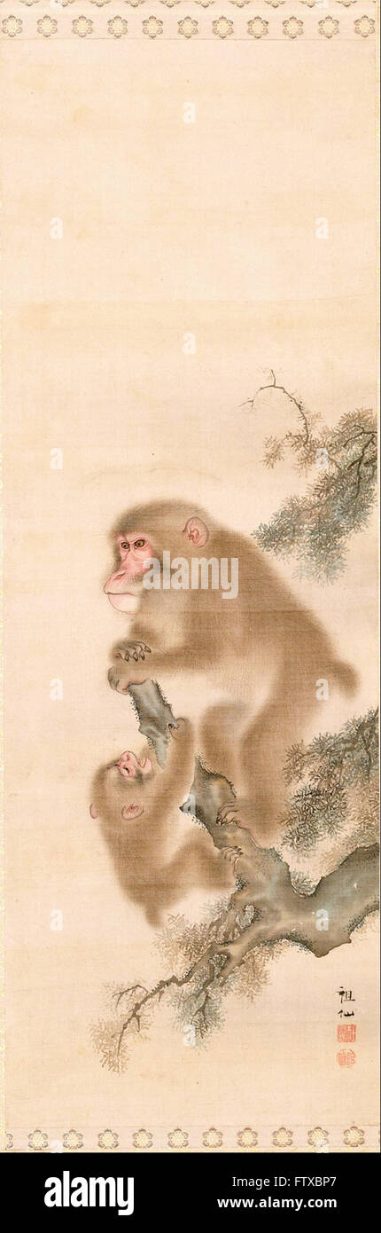 Mori Sosen - hängenden Schriftrolle-Affen - Cincinnati Art Museum Stockfoto