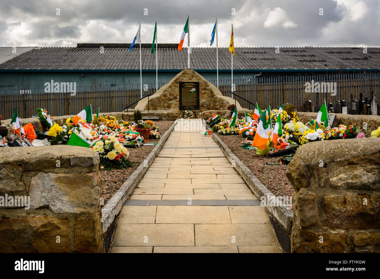 Irish Republican Denkmal Grundstück in Milltown-Friedhof in West Belfast. Stockfoto