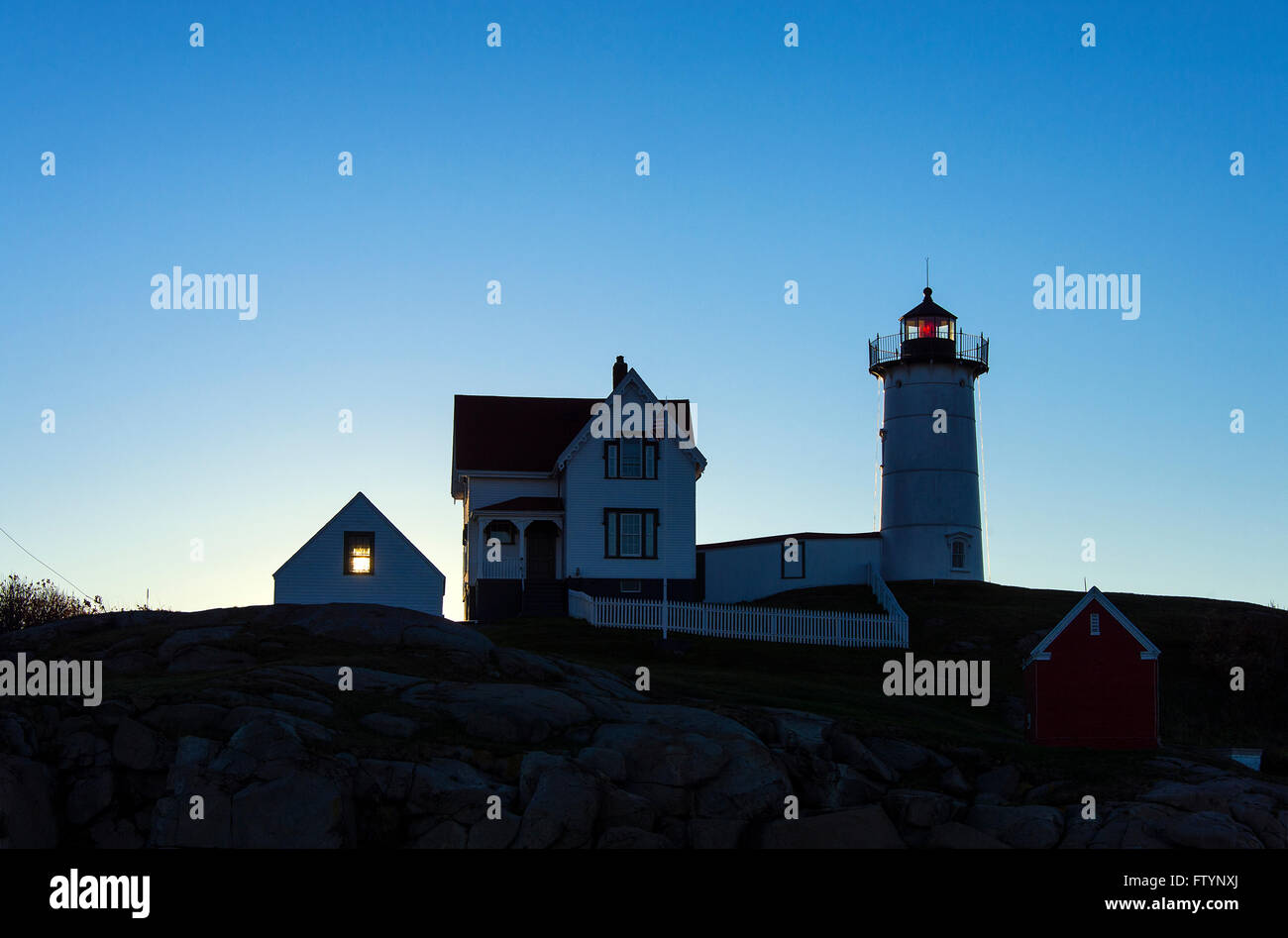 Nubble Leuchtturm Cape Neddick, York, Maine, USA Stockfoto