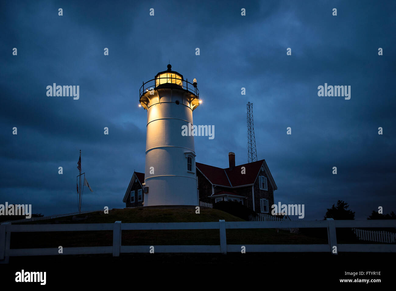 Nobska Leuchtturm, Woods Hole, Cape Cod, Massachusetts, Stockfoto