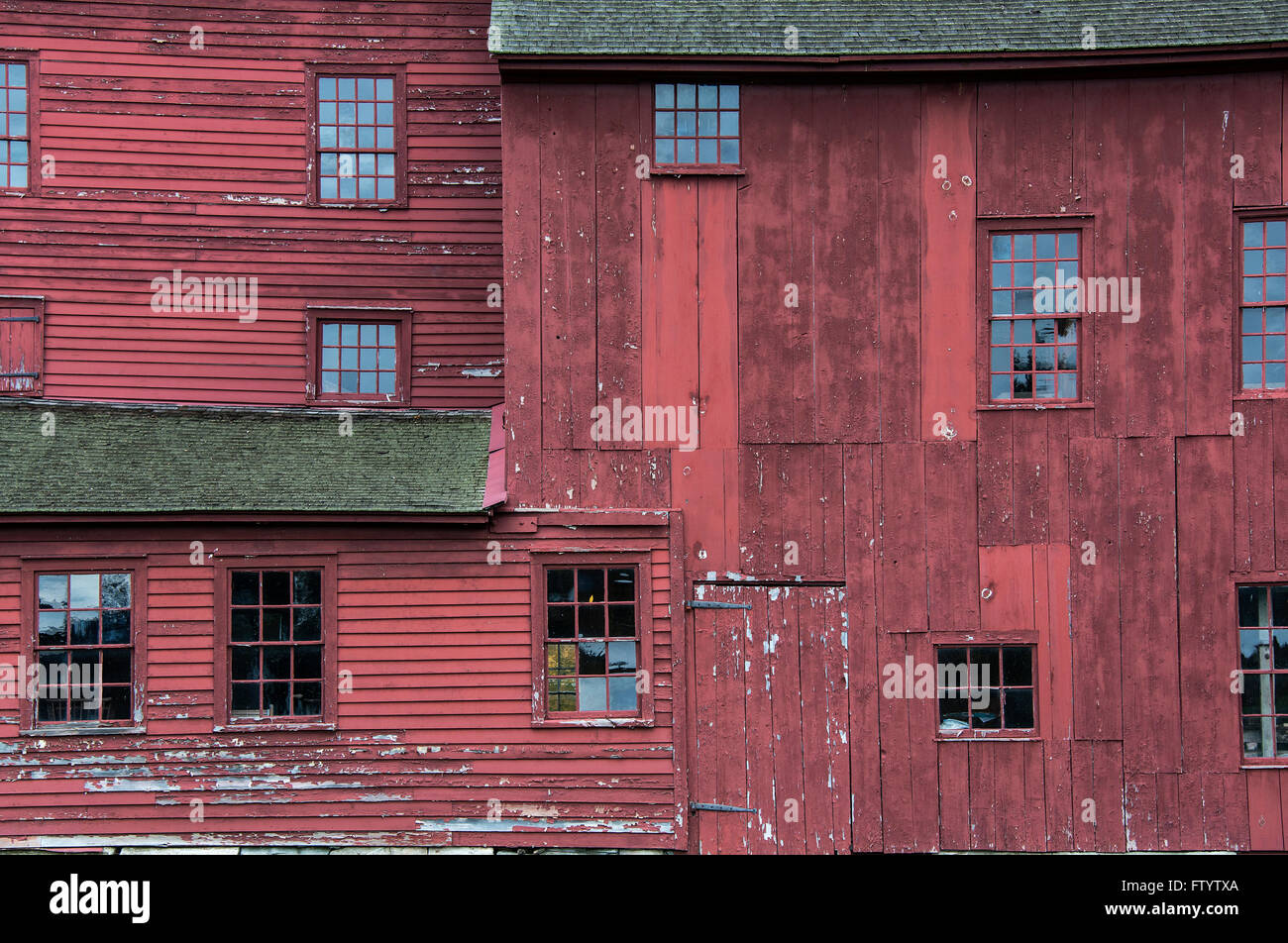 Rote Scheune Detail, Hancock Shaker Village, Massachusetts, USA Stockfoto