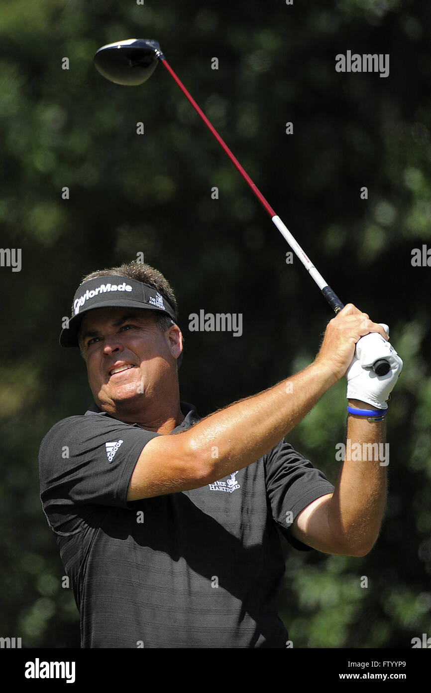 Decatur, Georgia, Vereinigte Staaten von Amerika. 27. Sep, 2009. Kenny Perry (USA)-Tees aus auf dem vierten Loch in die letzte Runde der PGA Tour Championship die Abschlussveranstaltung des FedEx Cup 2009 im East Lake Golf Club am 27. September 2009 in Decatur, Georgia ZUMA Press/Scott A. Miller © Scott A. Miller/ZUMA Draht/Alamy Live News Stockfoto