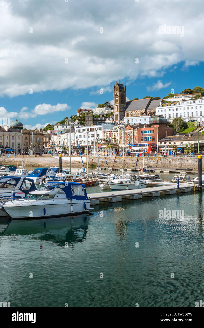 Blick über den Hafen und den Yachthafen von Torquay, Torbay, England, Großbritannien Stockfoto